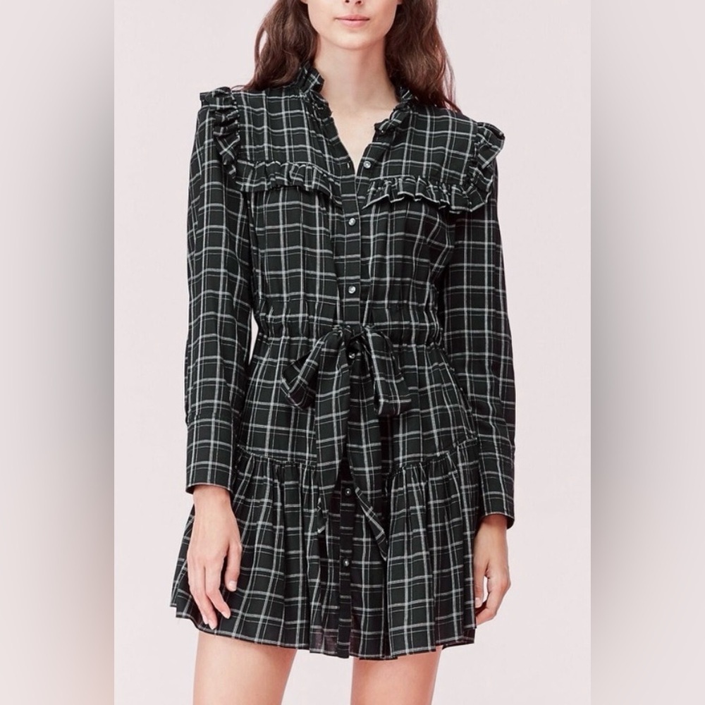 La Vie Rebecca Taylor black plaid mini dress, small